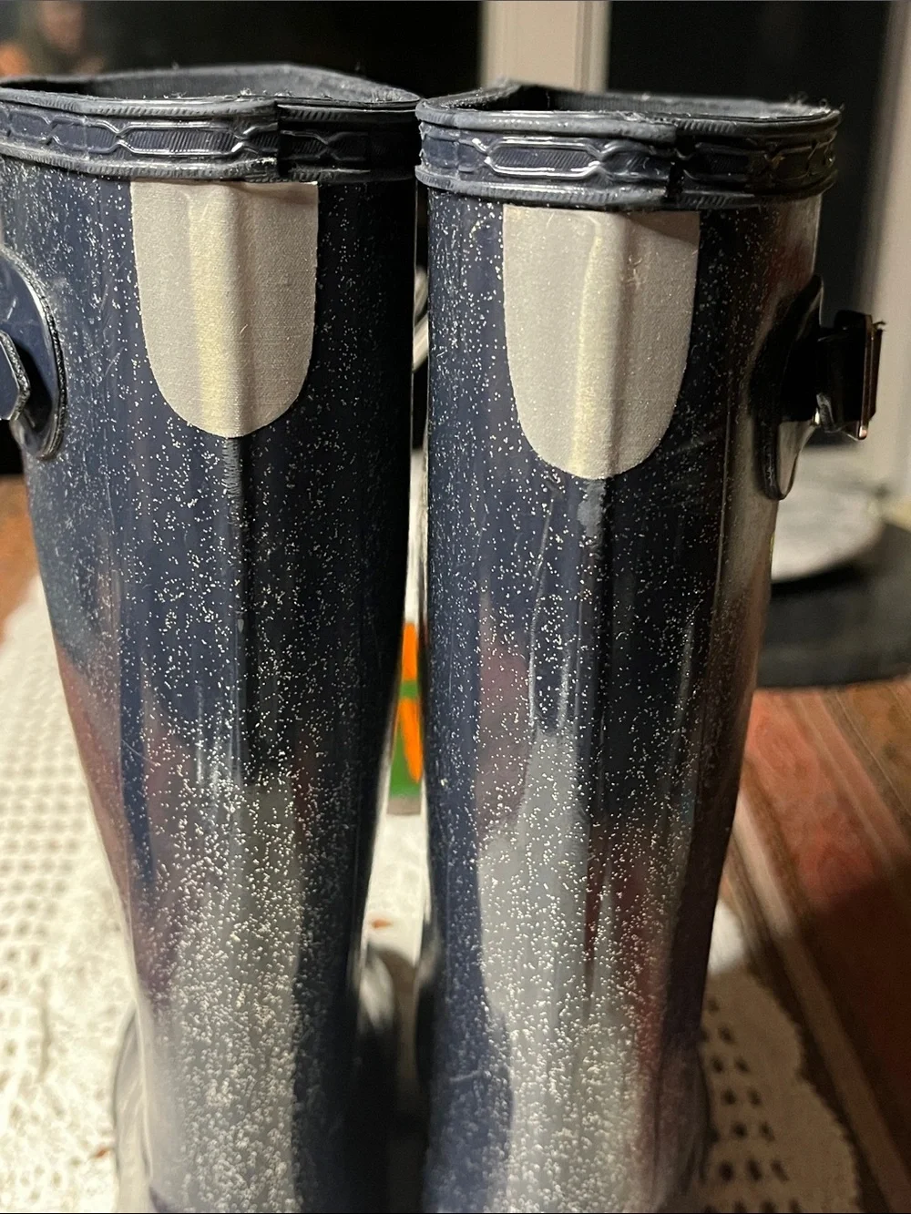 Hunter Blue Neptune  Glitter classicTall Rain Boots US 13 EU32